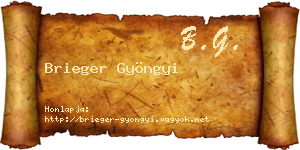 Brieger Gyöngyi névjegykártya